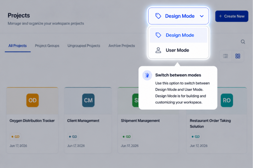 Switch to Design Mode